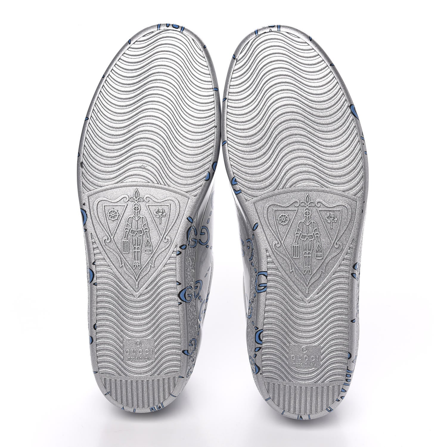 Gucci Miro Rubber Wax GucciGhost Print Mens New Ace Sneakers 9 Silver 5 of 9