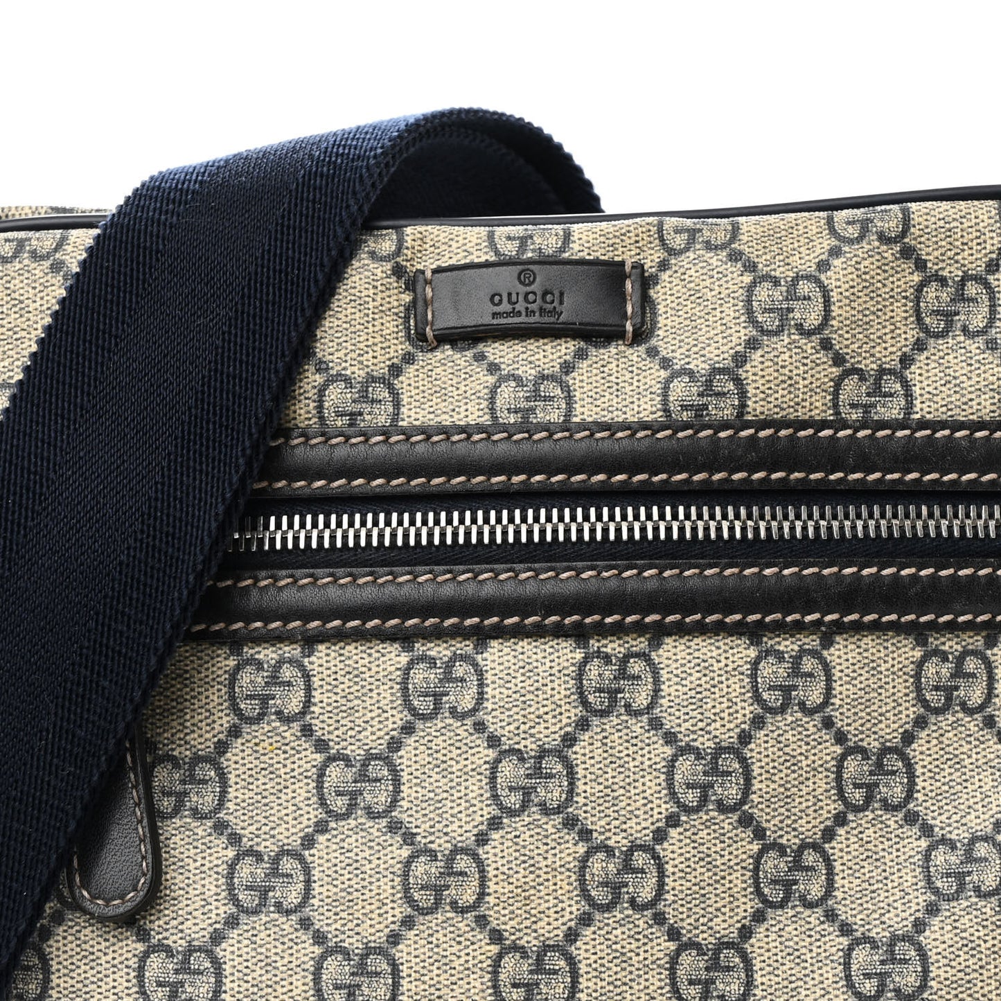 GG Plus Monogram Selleria Calfskin Medium Messenger Bag Beige Blue