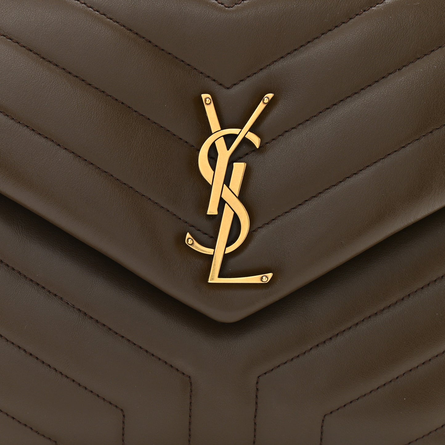 Calfskin Y Quilted Monogram Medium Loulou Chain Satchel Soil Brown