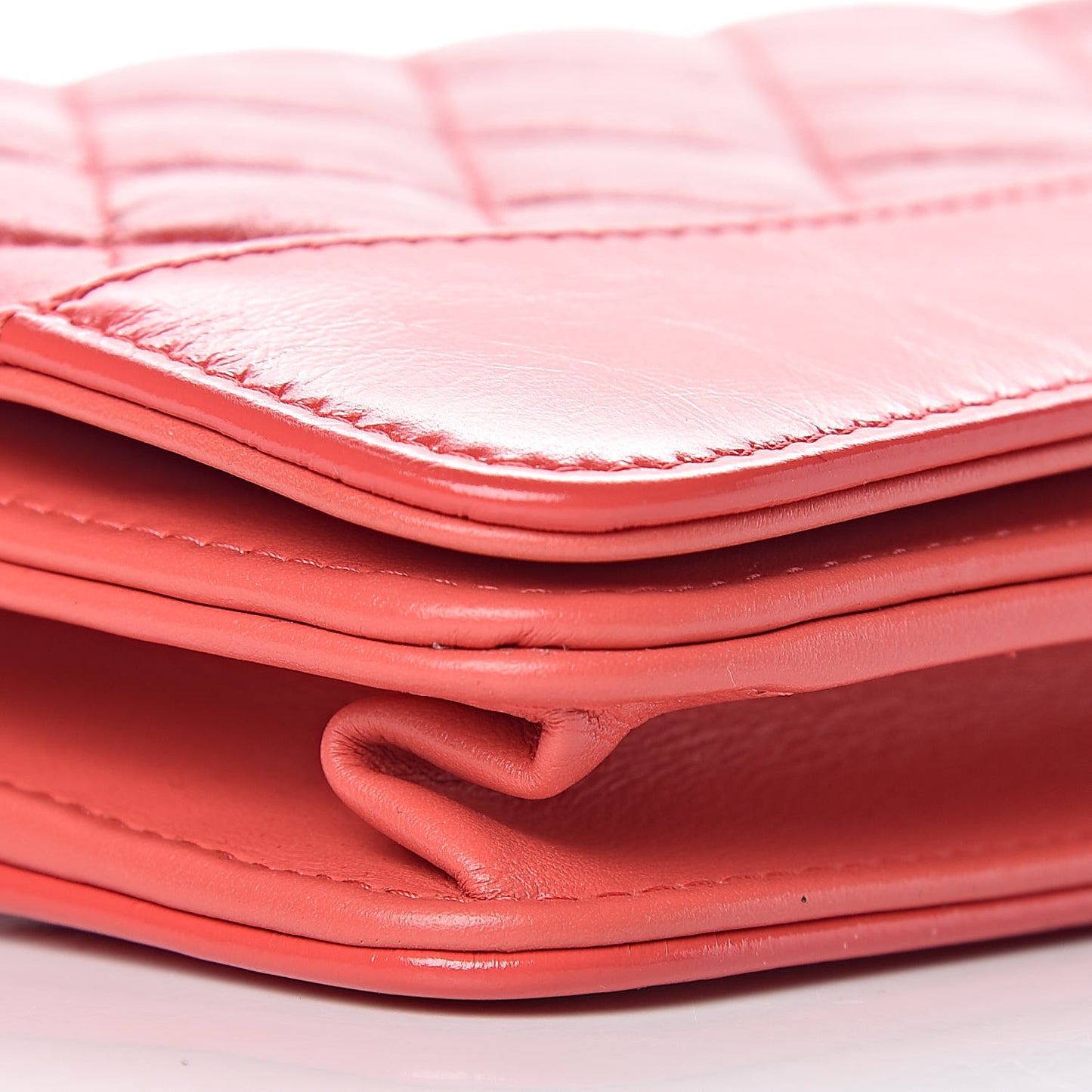 Patent Goatskin Quilted Gabrielle Wallet On Chain WOC Orange