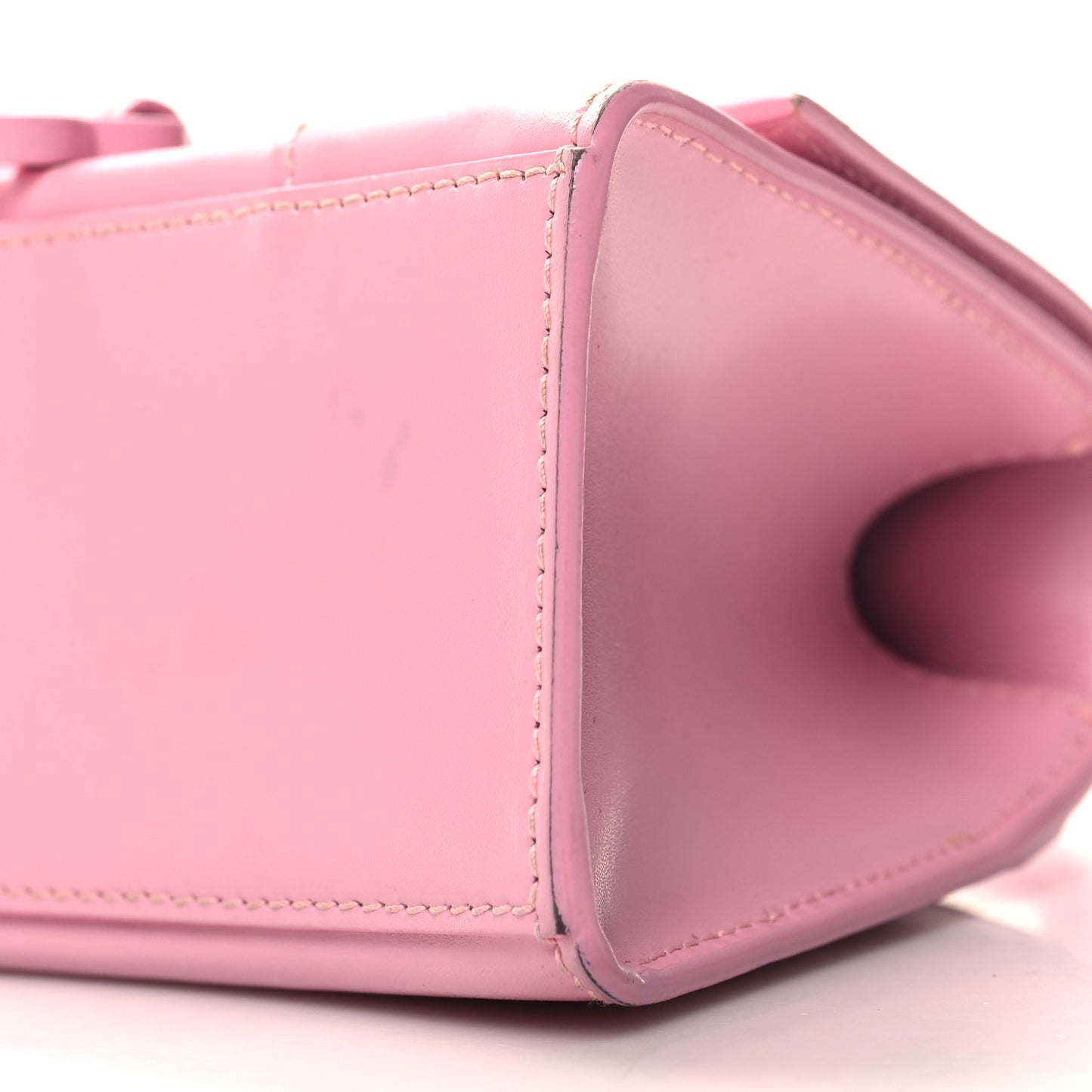 Shiny Box Calfskin Tonal B Hourglass Top Handle Bag XS Candy Pink