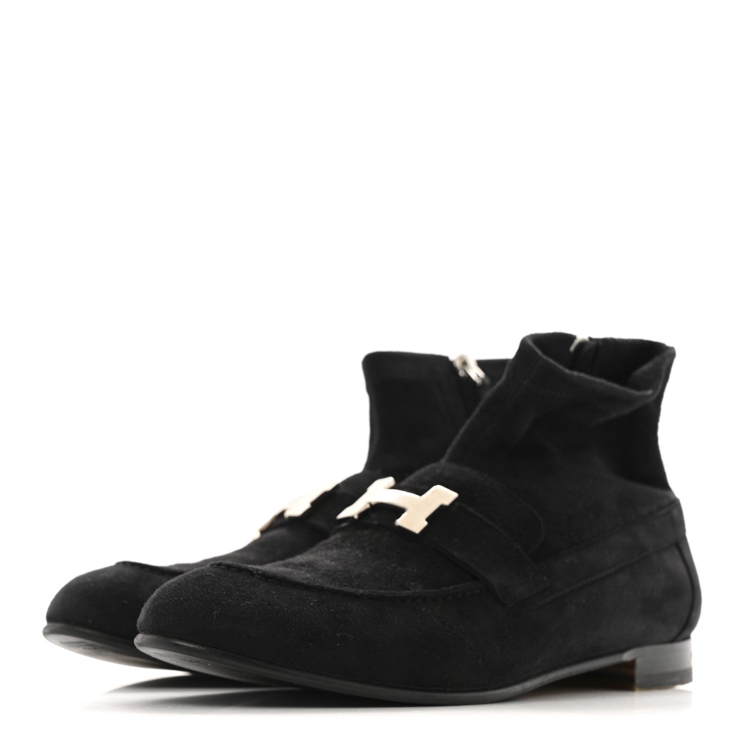 Hermes Stretch Velvet Goatskin Saint Honore Ankle Boots 37 Black 38 Black 3 of 9