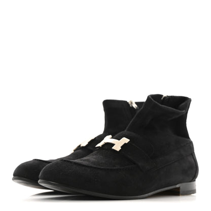 Hermes Stretch Velvet Goatskin Saint Honore Ankle Boots 37 Black 38 Black 3 of 9