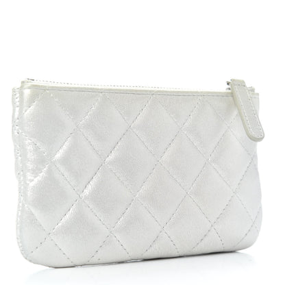 Chanel Metallic Lambskin Star Embossed Coin Purse Case Silver 3 of 8