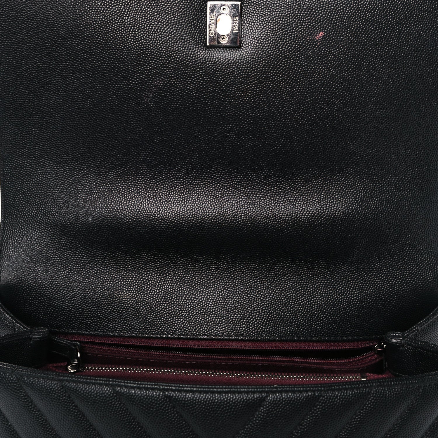 Chanel Caviar Chevron Quilted Small Coco Handle Flap Black 5 of 15