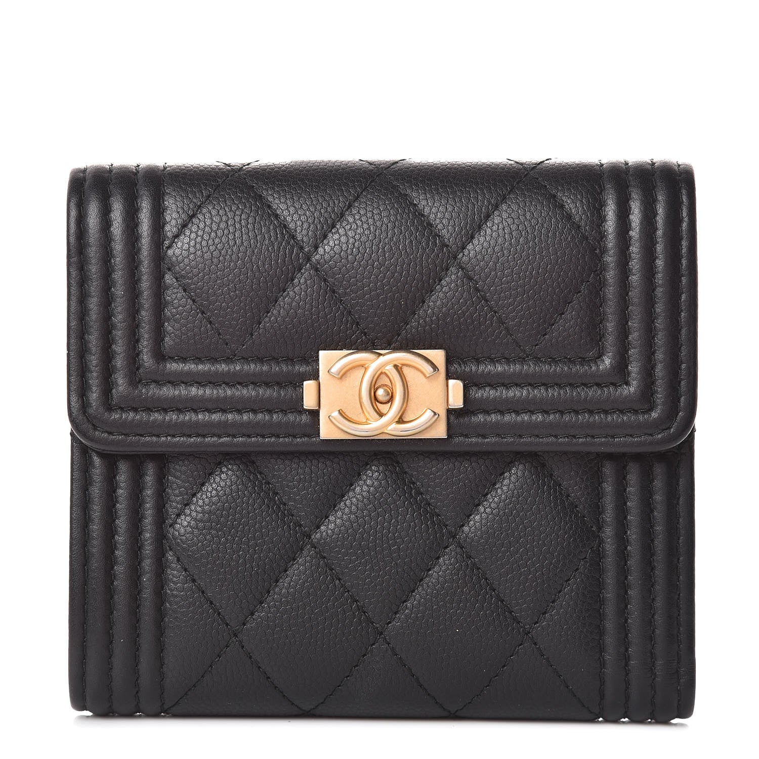 Chanel Caviar Quilted Compact Boy Wallet Black 1 of 9