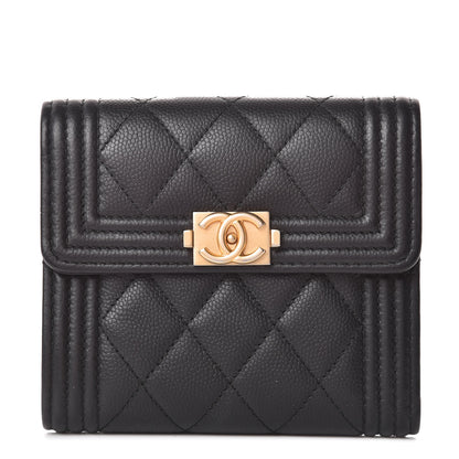 Chanel Caviar Quilted Compact Boy Wallet Black 1 of 9