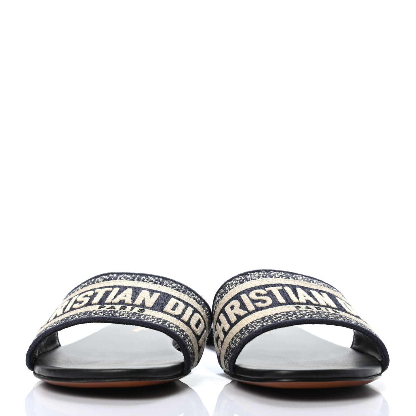 Canvas Embroidered Dway Mules Slide Sandals 38 Deep Blue