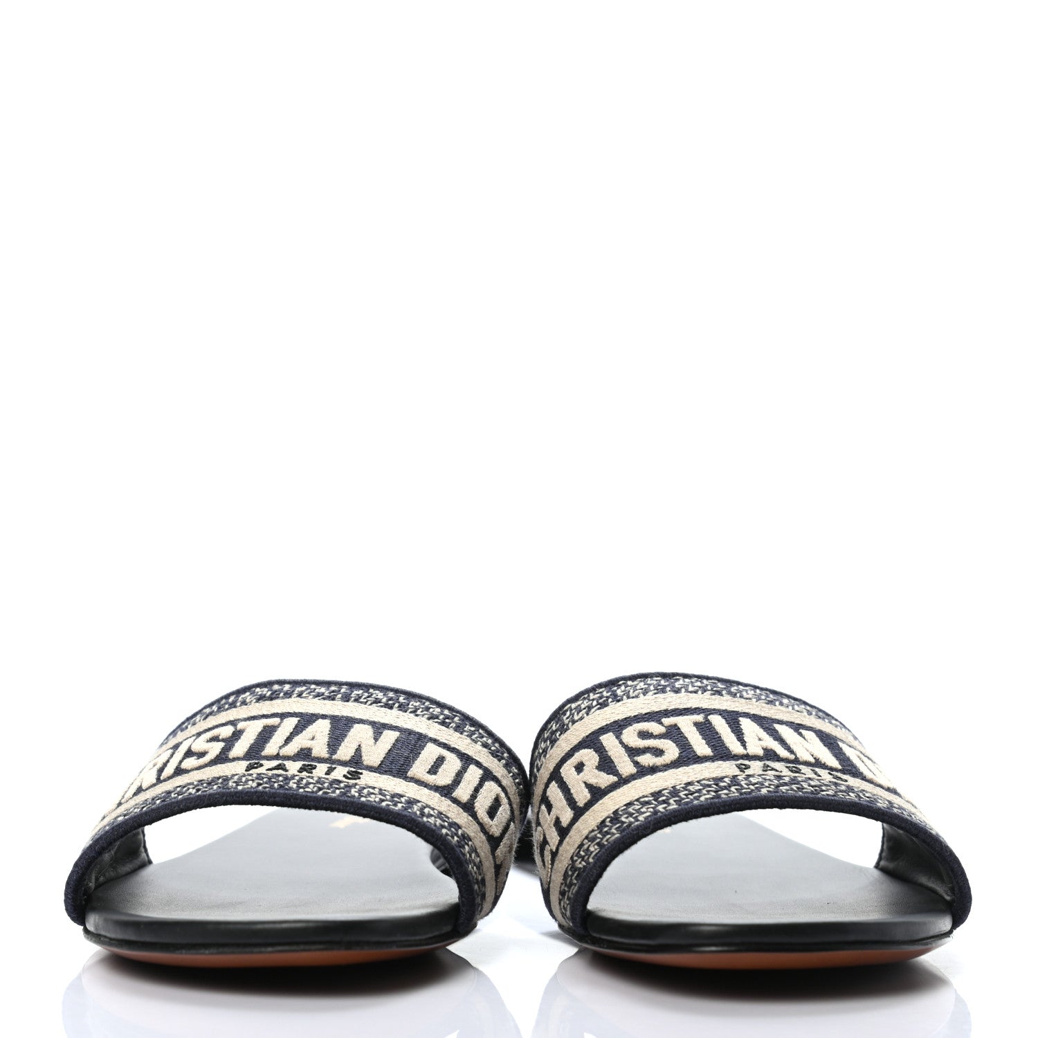 Christian Dior Canvas Embroidered Dway Mules Slide Sandals 38 Deep Blue 2 of 7