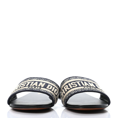 Christian Dior Canvas Embroidered Dway Mules Slide Sandals 38 Deep Blue 2 of 7