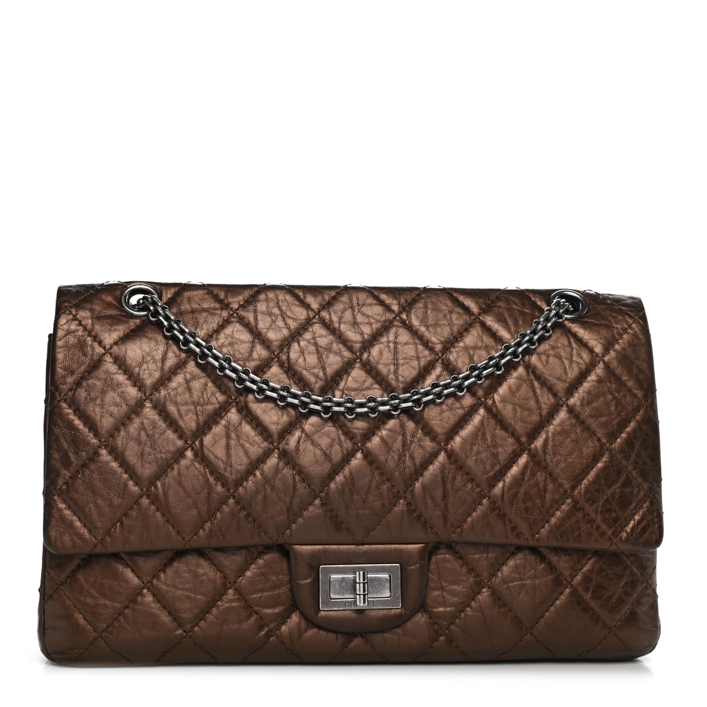 Metallic Aged Calfskin Quilted 2.55 Reissue 227 Flap Bronze