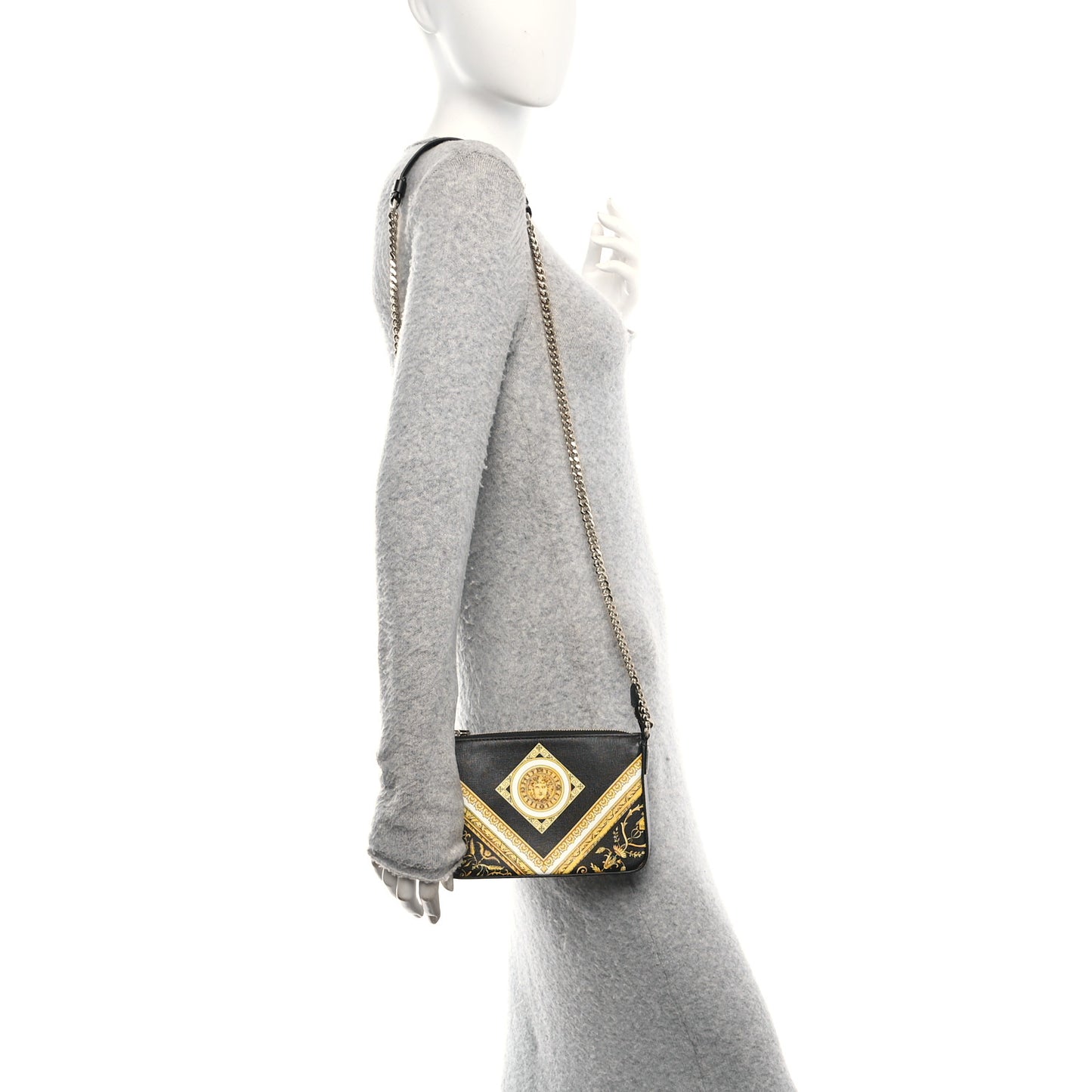Saffiano Baroque Print La Medusa Crossbody Black