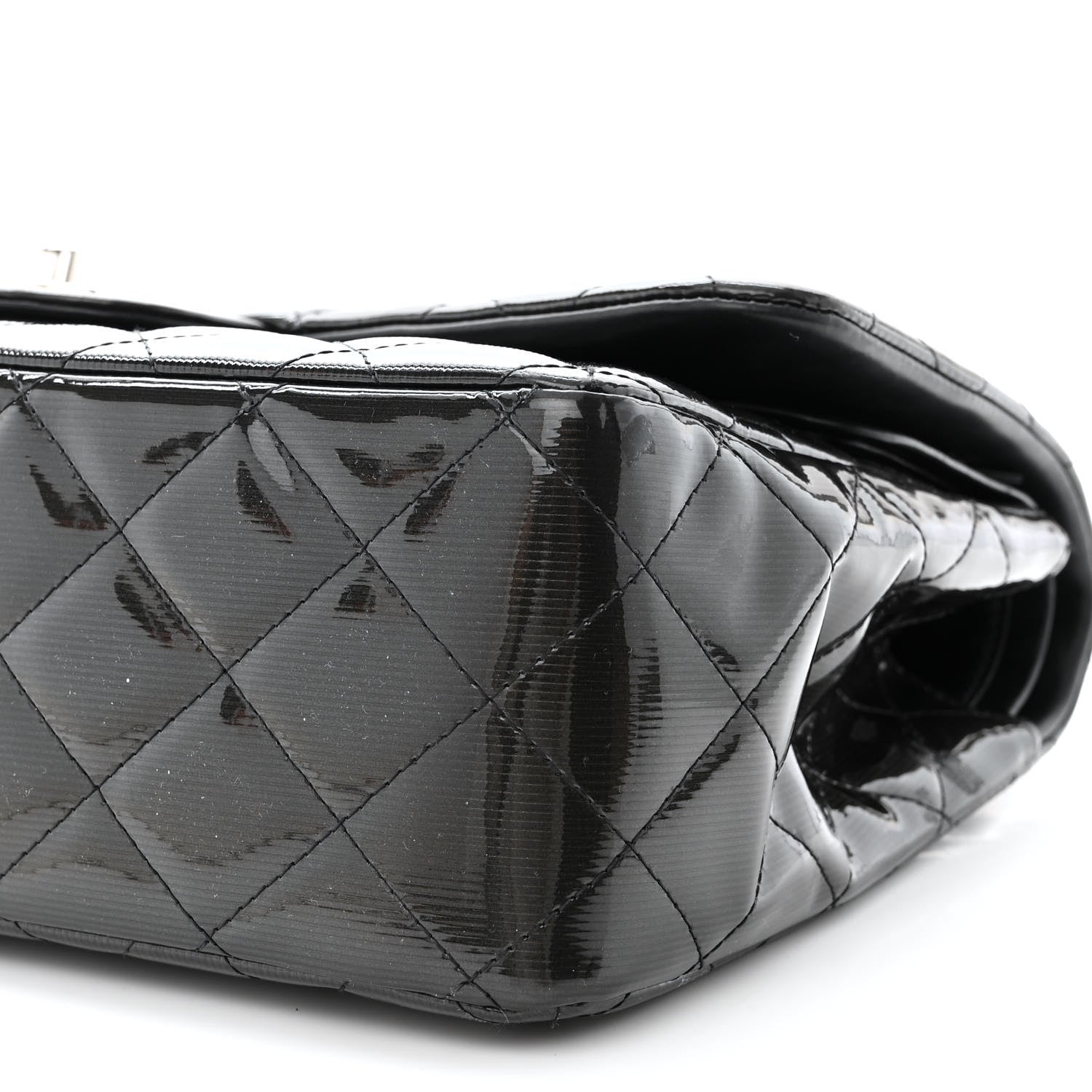 Chanel Striated Patent Quilted Jumbo Double Flap Black 10 of 17