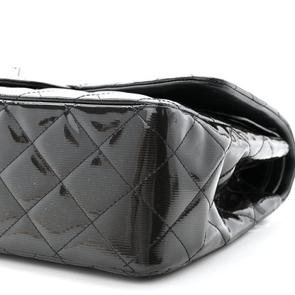 Chanel Striated Patent Quilted Jumbo Double Flap Black 10 of 17