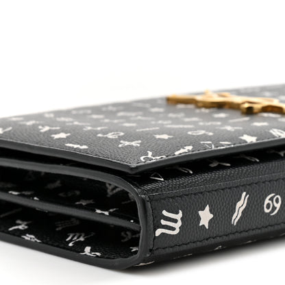 Saint Laurent Grain De Poudre Zodiac Print Small Monogram Kate Satchel Black Black 11 of 15