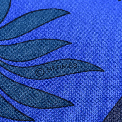 Hermes Silk Les Leopards Scarf 90 Marine Bleu Roy Turquoise 4 of 4