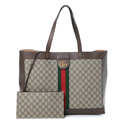 Gucci GG Supreme Monogram Web Large Ophidia Tote Brown 1 of 12