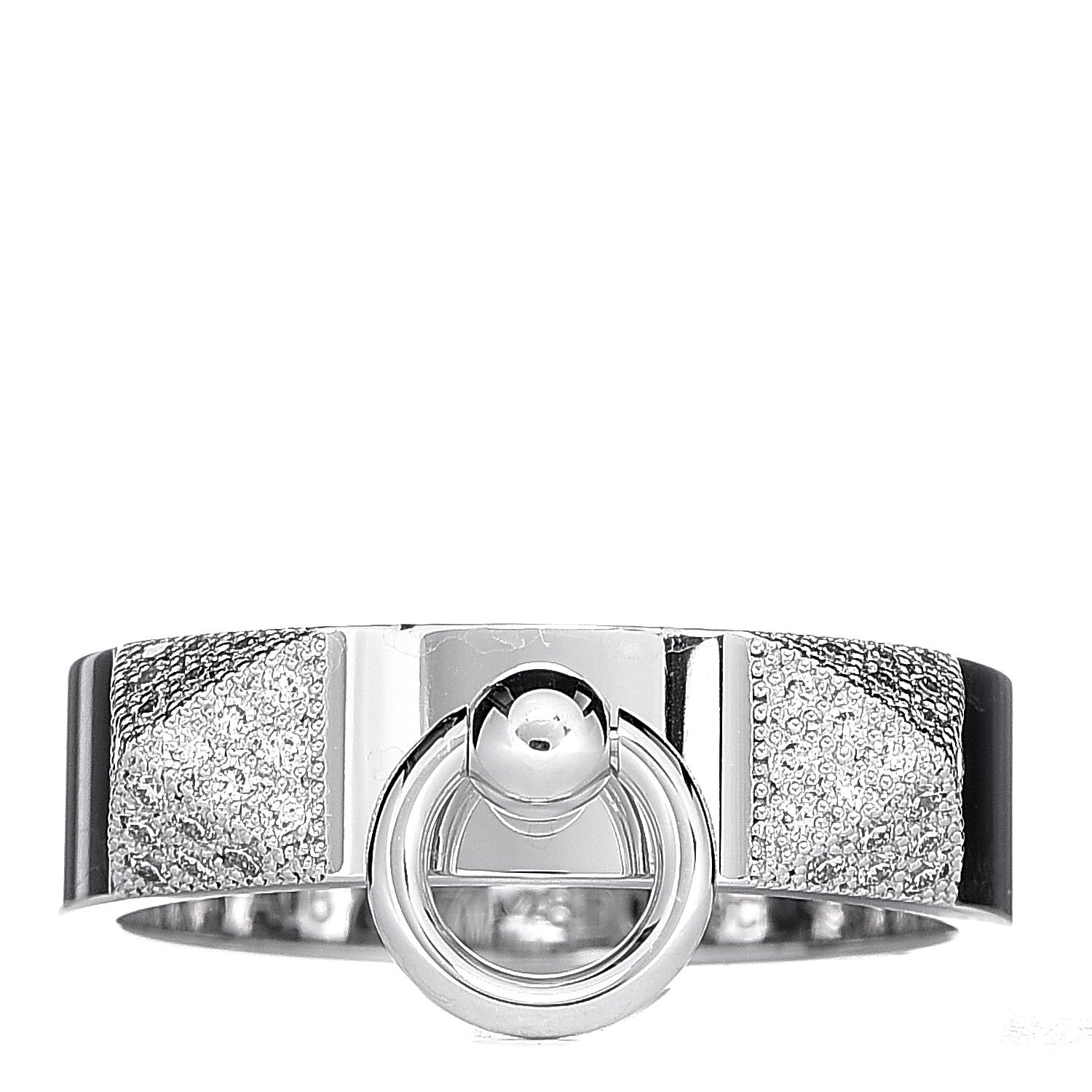 Hermes 18K White Gold Diamond Collier De Chien PM Ring 51 5.75 1 of 6