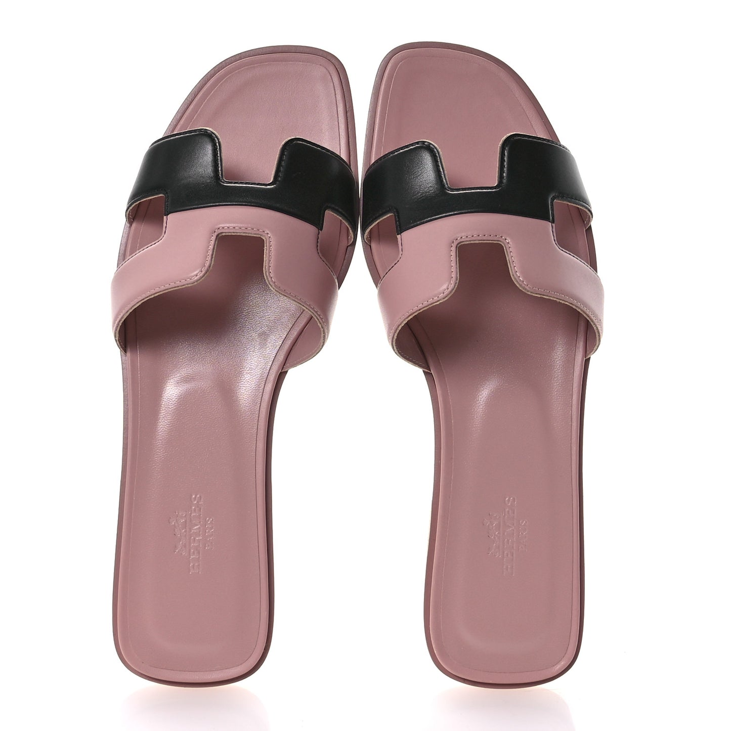 Box Calfskin Oran Sandals 38 Black Vieux Rose