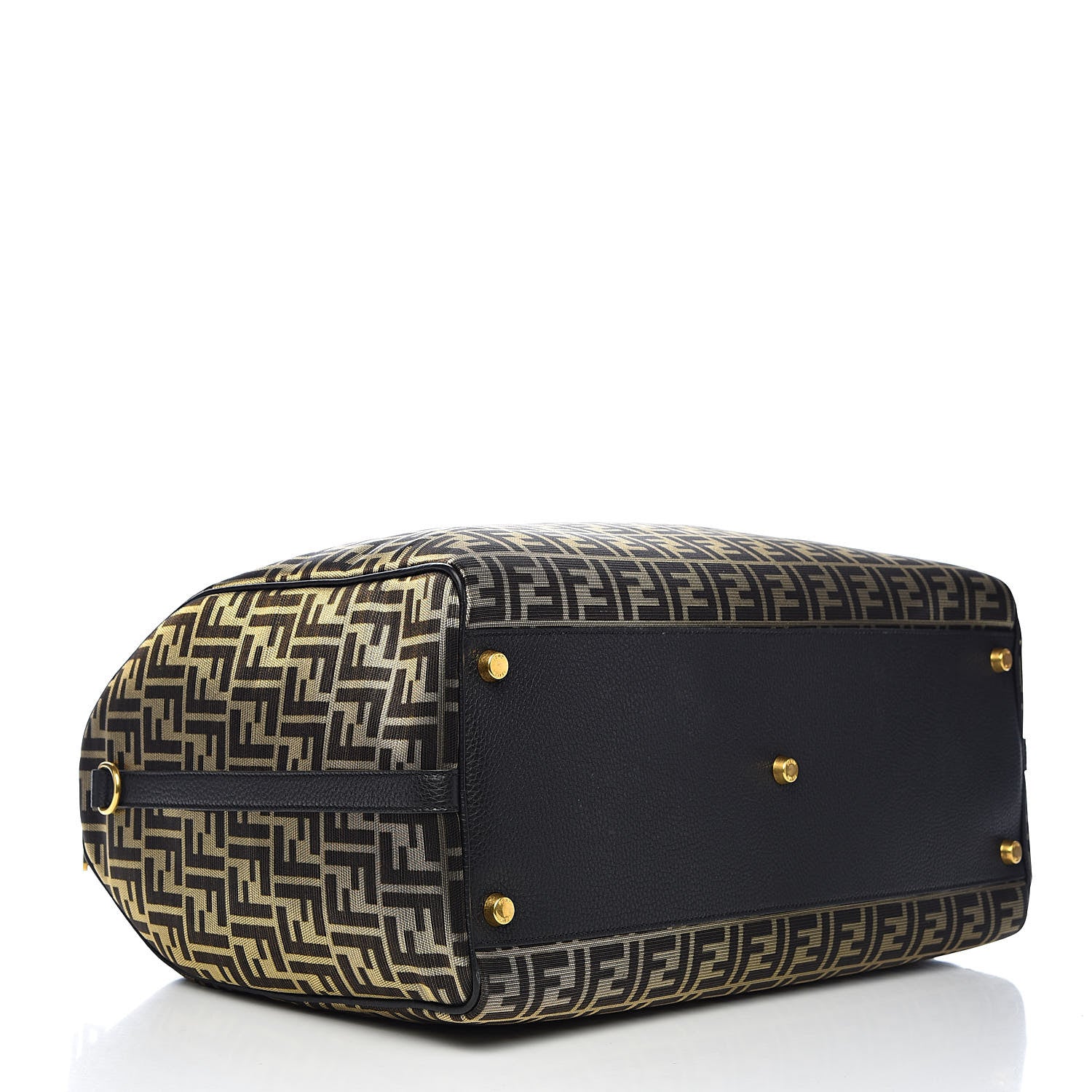 Fendi Fabric Jacquard Cuoio Roma FF Metallic Thread Karligraphy Weekender Gold Black 4 of 10