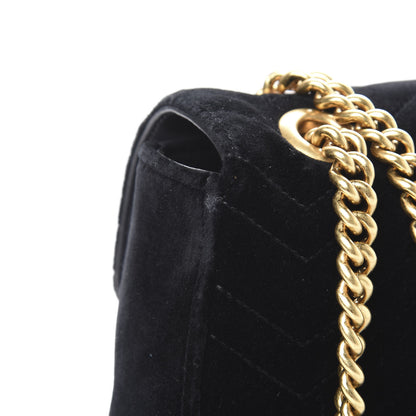 Gucci Velvet Matelasse Medium GG Marmont Shoulder Bag Black 9 of 12