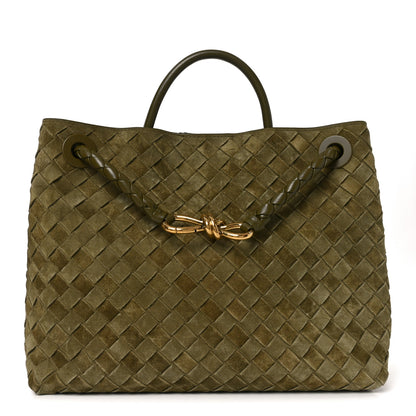 Bottega Veneta Suede Intrecciato Medium Andiamo Shoulder Bag Mud 1 of 9