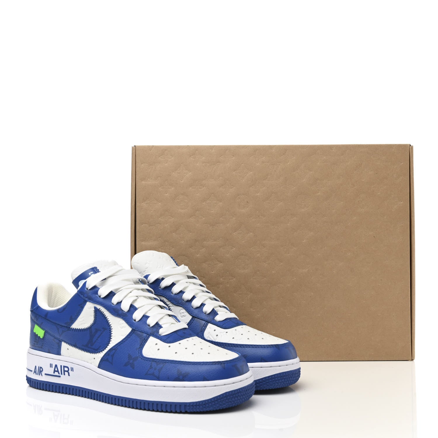 Louis Vuitton X NIKE AIR FORCE 1 Calfskin Monogram Mens Sneakers 7 Blue 10 of 10