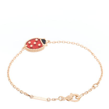 Van Cleef & Arpels 18K Rose Gold Carnelian Onyx Lucky Spring Closed Wing Ladybug Bracelet 2 of 5