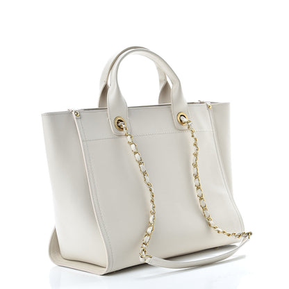 Chanel Caviar Small Studded Deauville Tote Ivory 3 of 12