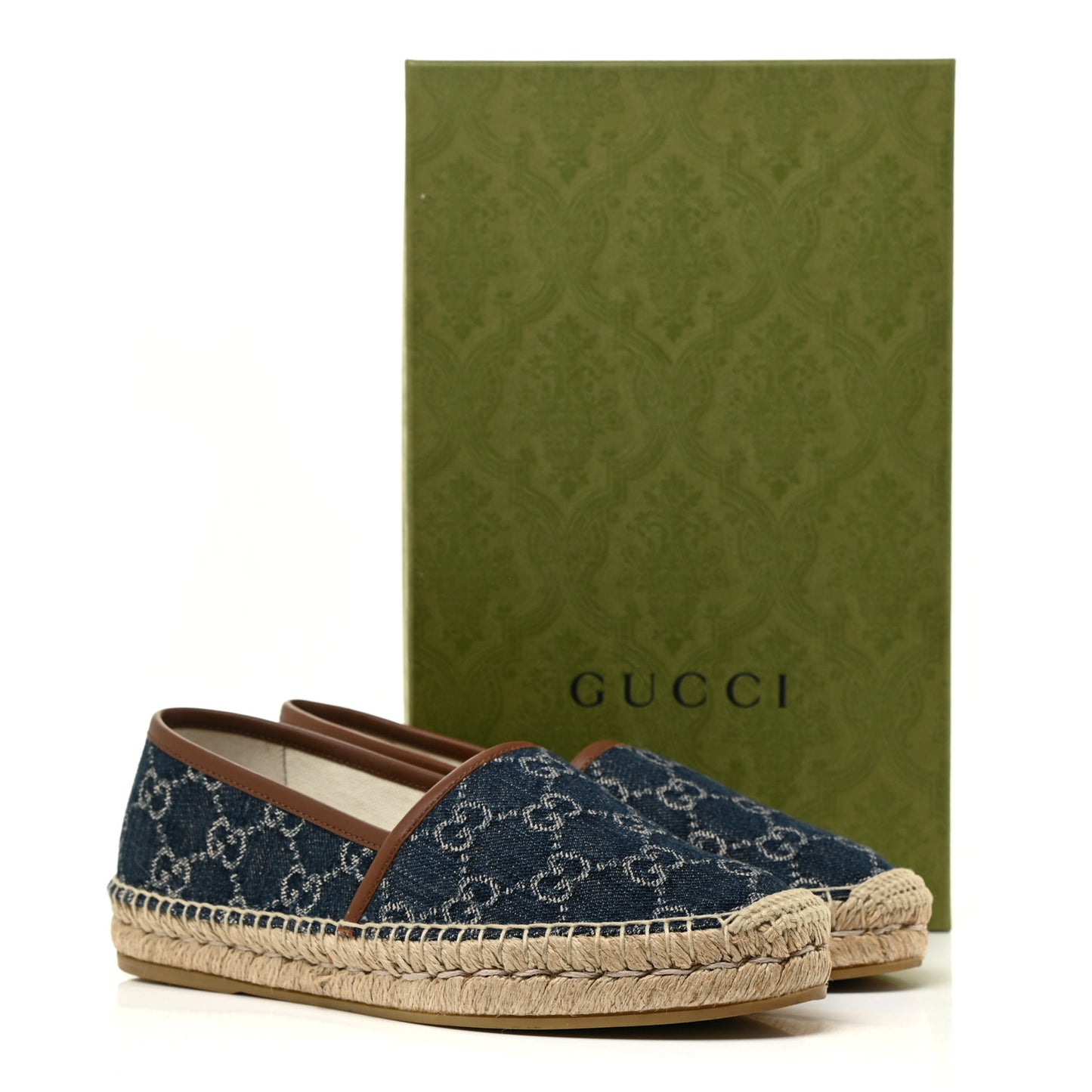 Denim GG Monogram Espadrilles 37 Blue Tea Cuir