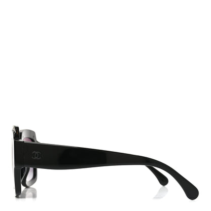 Chanel Acetate Rectangle Logo Sunglasses 71506A Black Gold 3 of 7