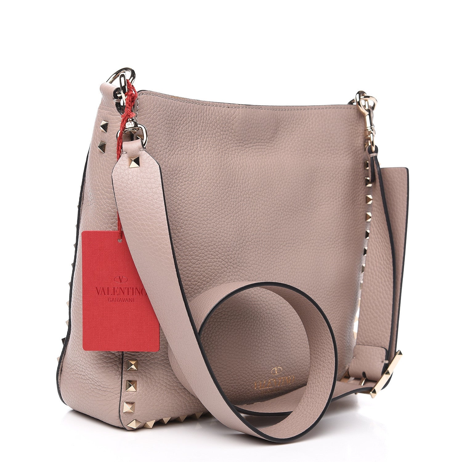 Valentino Garavani Pebbled Calfskin Small Rockstud Flip-Lock Messenger Bag Poudre 2 of 8