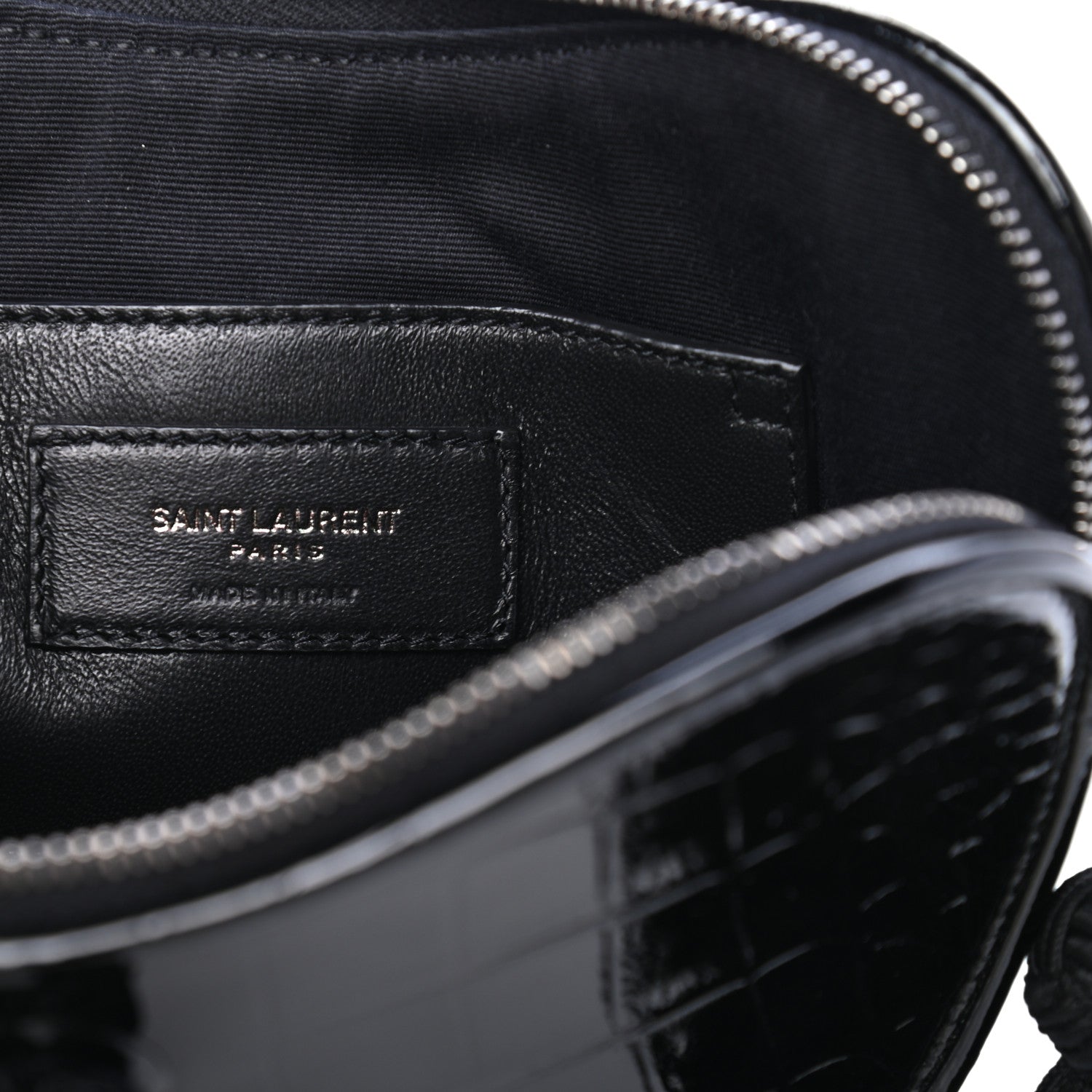 Saint Laurent Patent Crocodile Embossed Sac Coeur Heart Shaped Clutch Black 5 of 5