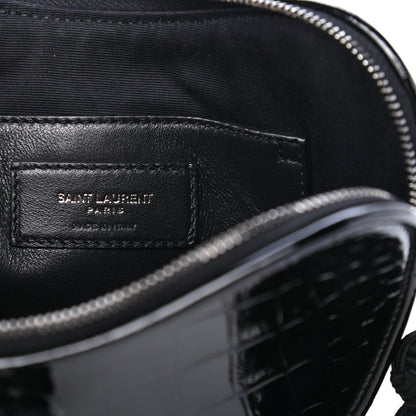Saint Laurent Patent Crocodile Embossed Sac Coeur Heart Shaped Clutch Black 5 of 5