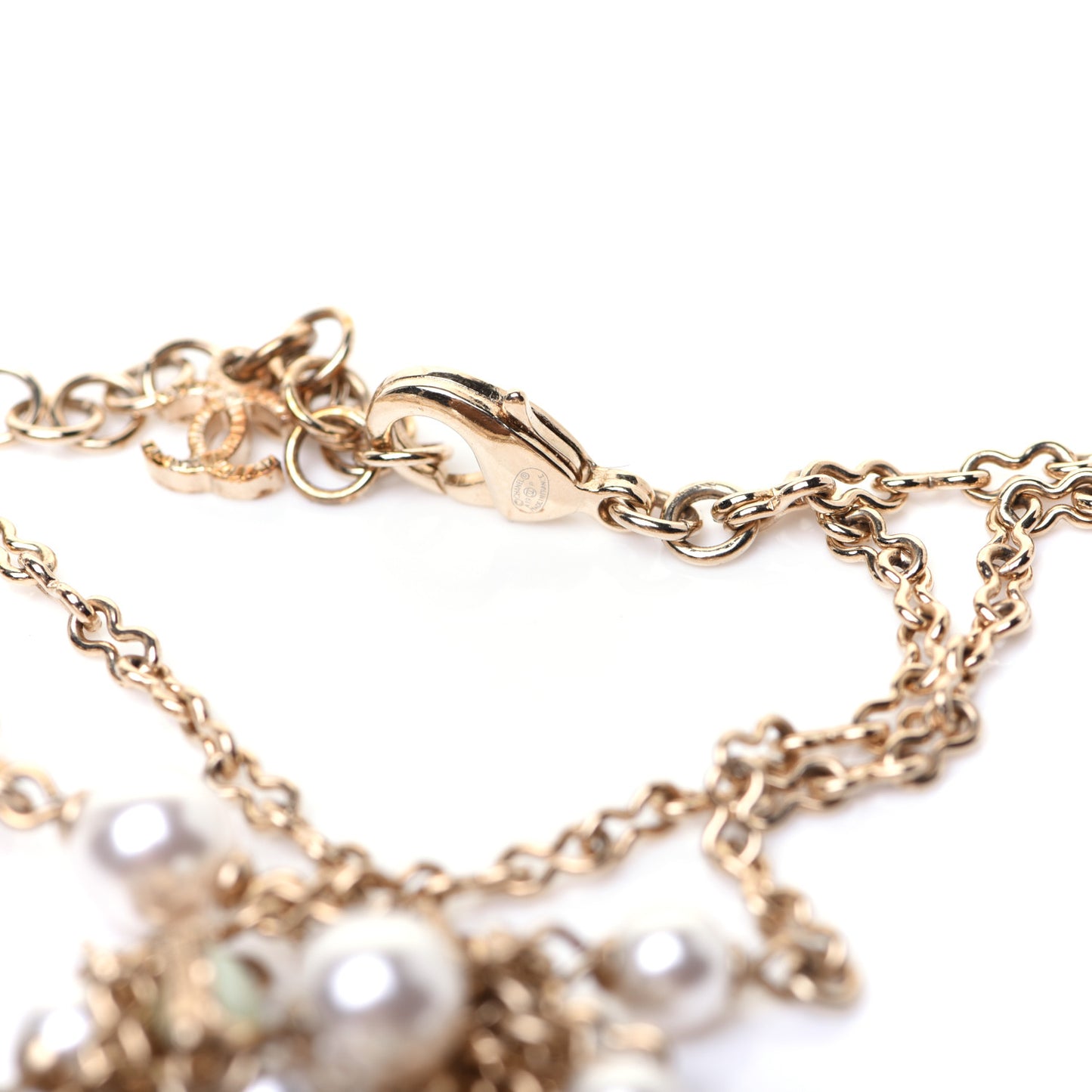 Resin Pearl Beaded Logo Chain Choker Green White Pink