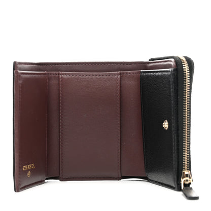 Chanel Caviar Quilted CC Zip Compact Trifold Wallet Black 5 of 12