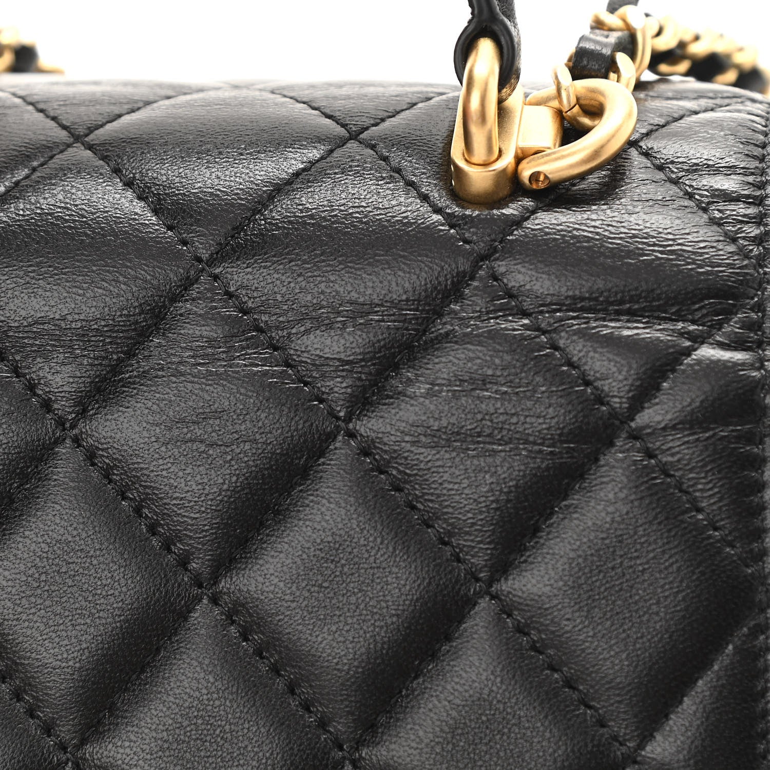 Chanel Lambskin Quilted Top Handle Flap Coin Purse With Chain Black 10 of 14