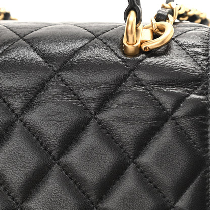 Chanel Lambskin Quilted Top Handle Flap Coin Purse With Chain Black 10 of 14