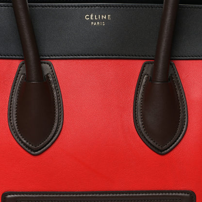 Celine Calfskin Bullhide Mini Luggage Tri-Color Bright Red 7 of 11