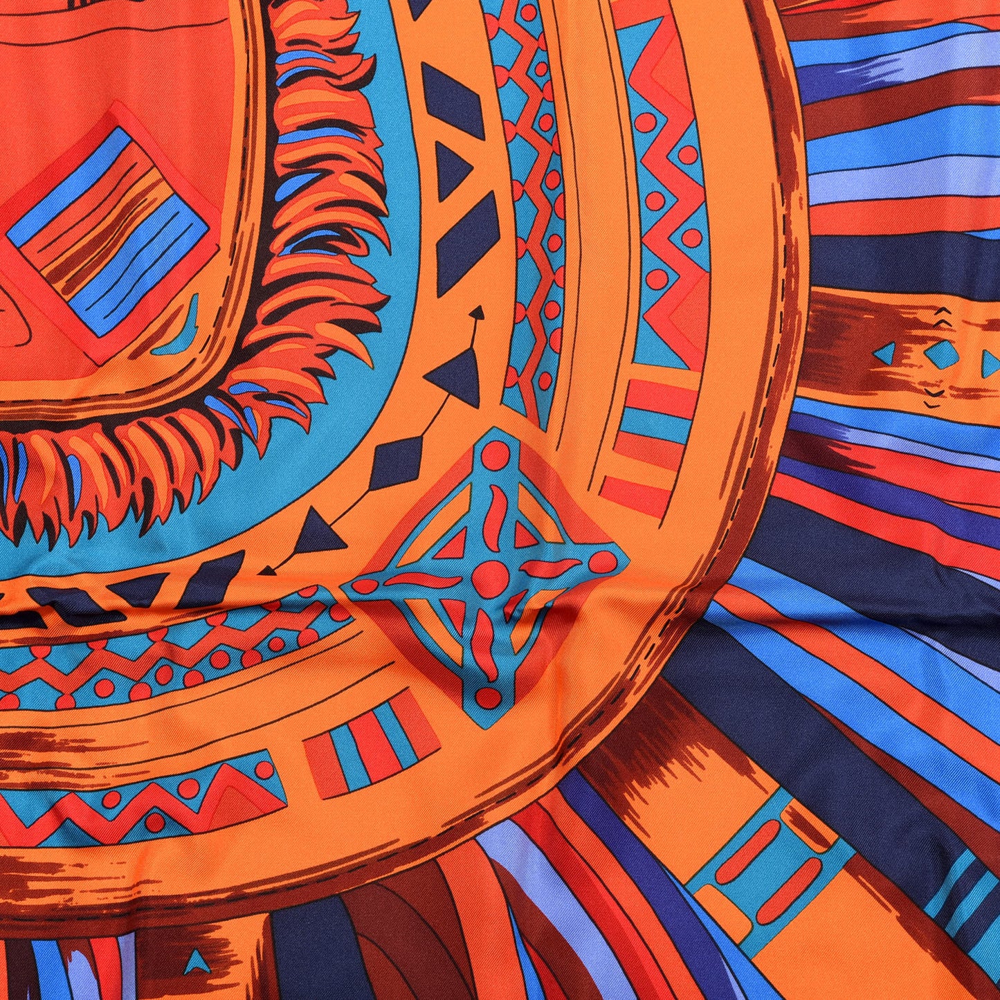 Silk Cuirs Du Desert II Shawl 140 Lavande Orange Blue