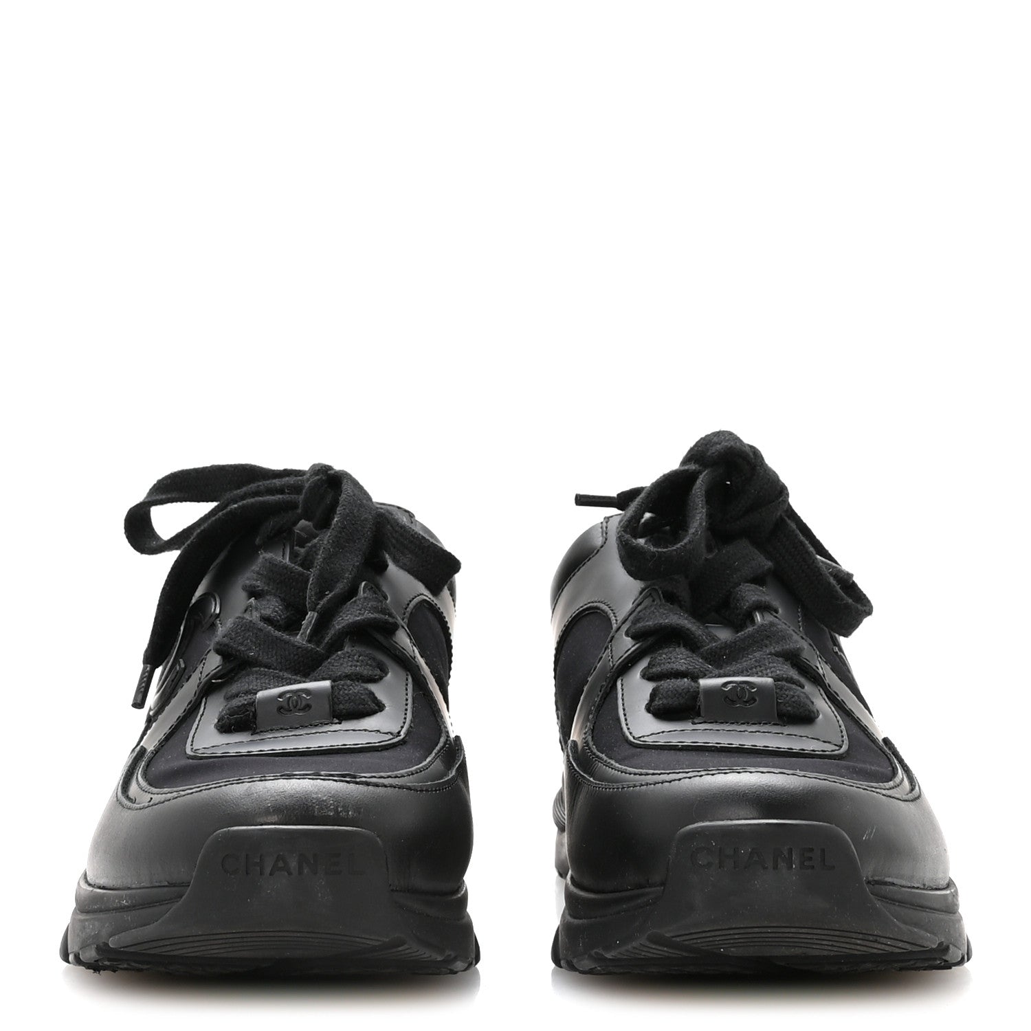 Chanel Calfskin Lambskin CC Uniform Sneakers 40 Black 3 of 8