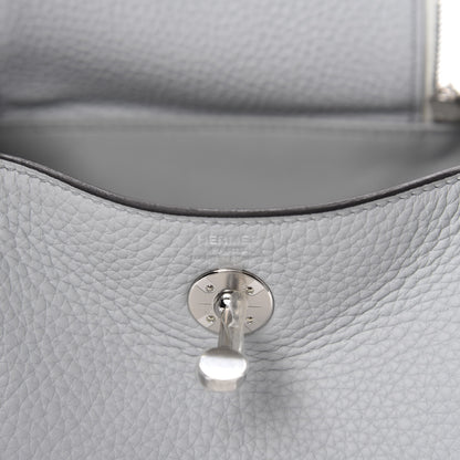 Hermes Taurillon Clemence Mini Lindy 20 Bleu Pale 8 of 11