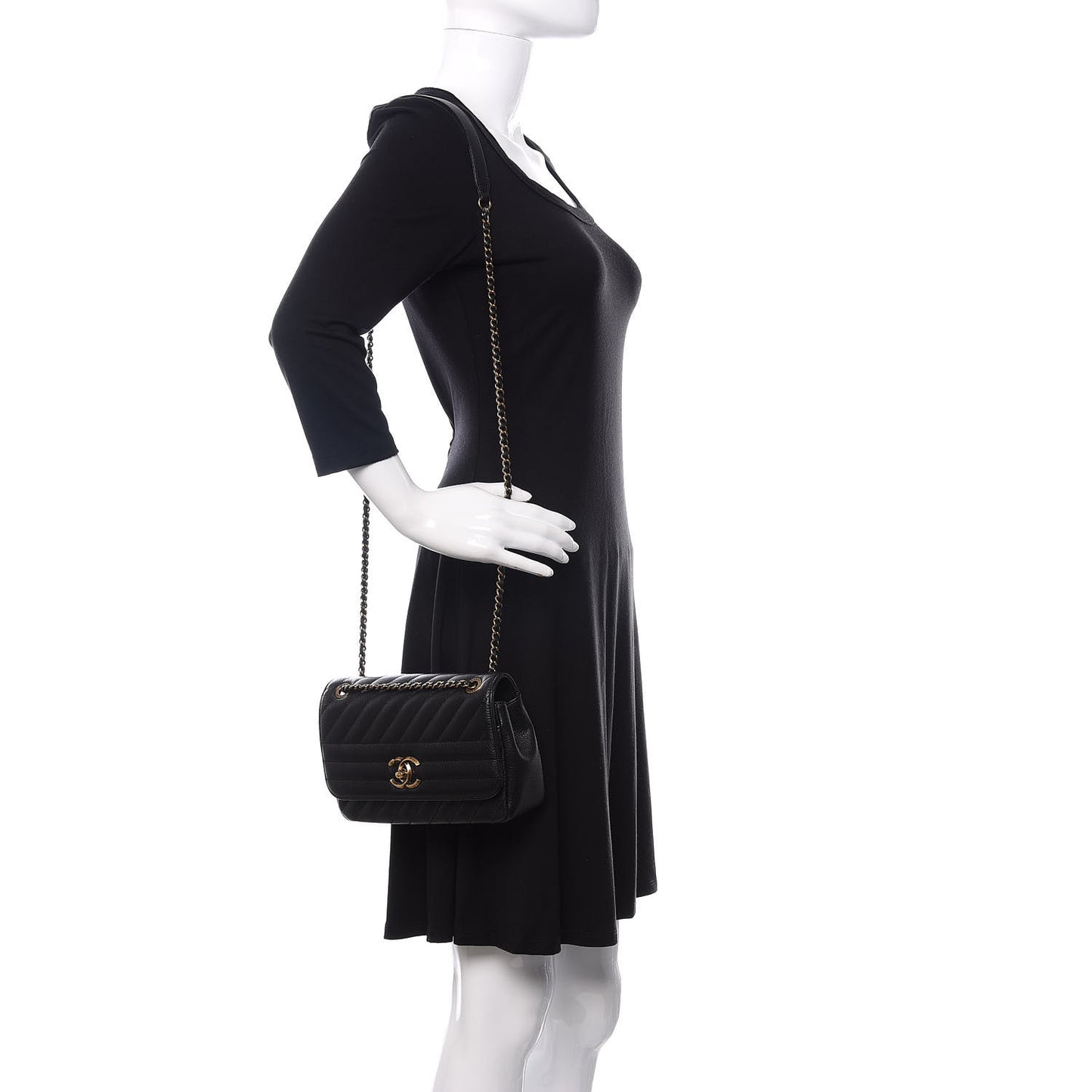 Goatskin Diagonal Quilted Small Flap Black