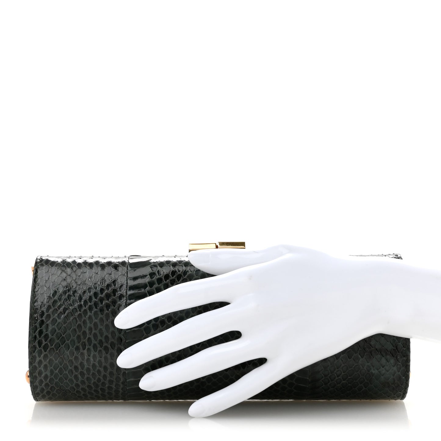 Elaphe Snakeskin Small Knotted Tube Evening Clutch Green