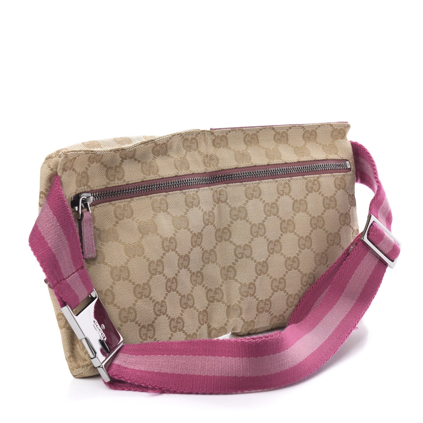 GG Monogram Web Double Pocket Belt Bag Pink