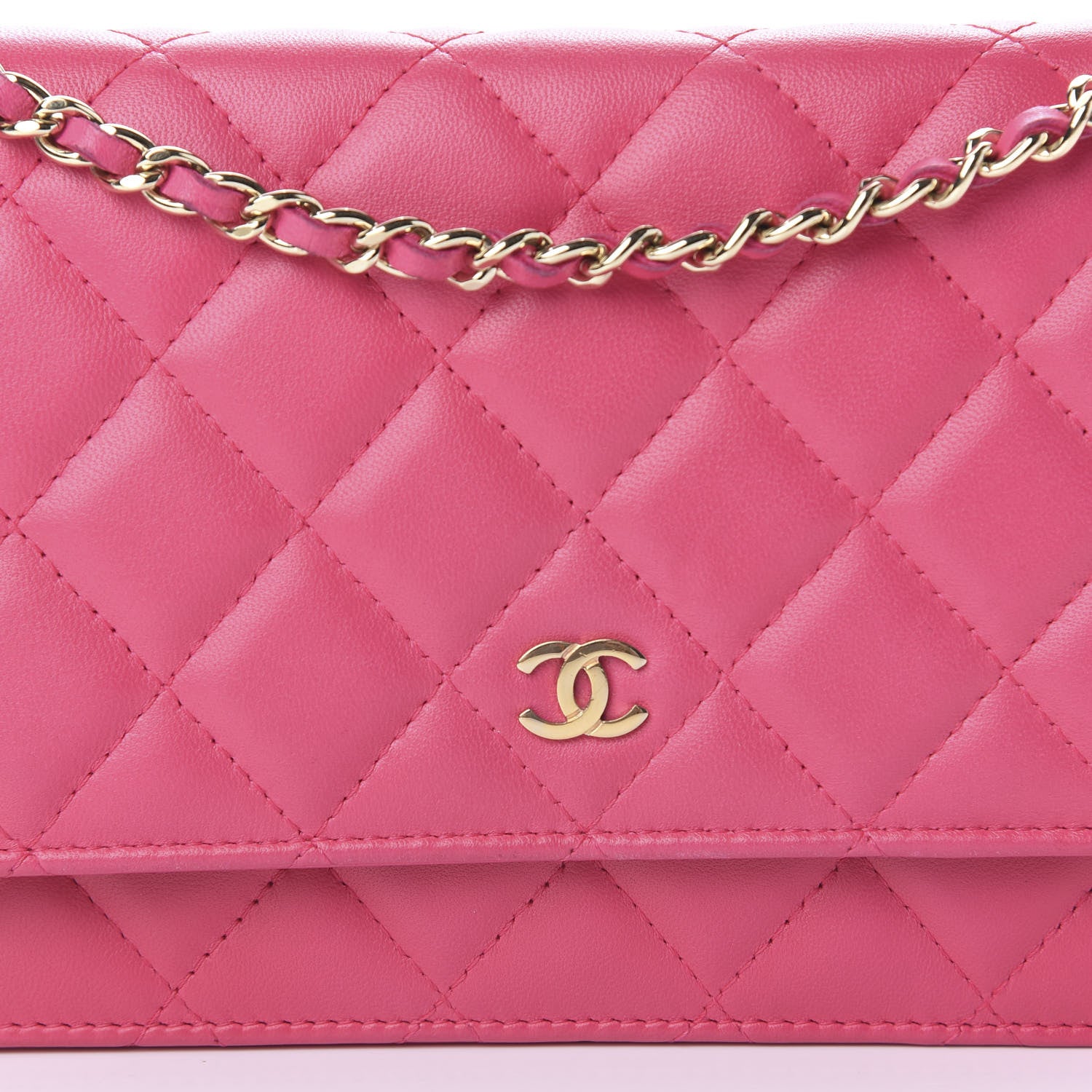 Chanel Lambskin Quilted Wallet On Chain WOC Pink 11 of 13