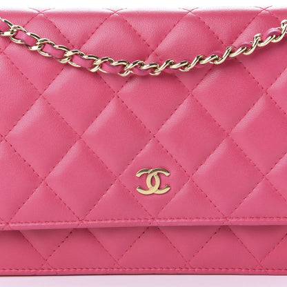 Chanel Lambskin Quilted Wallet On Chain WOC Pink 11 of 13