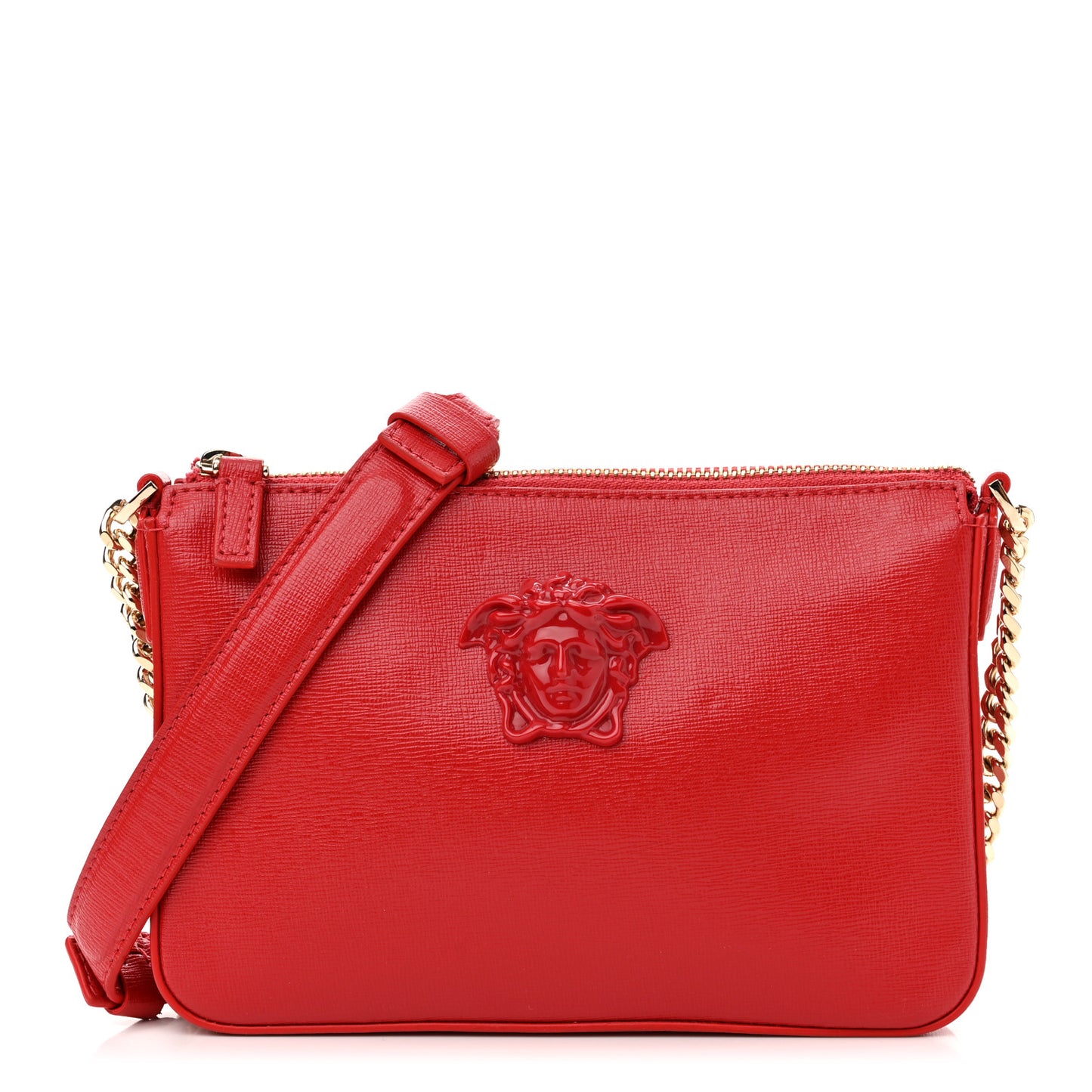 Saffiano Calfskin Palazzo Chain Crossbody Red