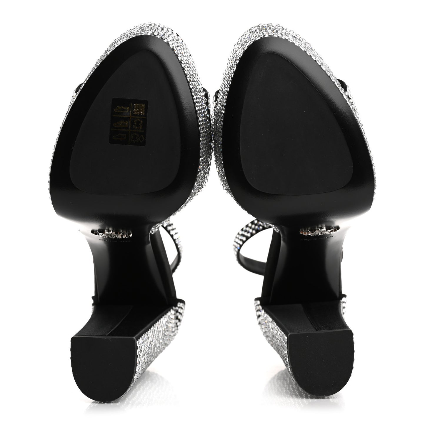 Satin Crystal Triangle Logo 40/135mm Platform Sandals 39 Cristal