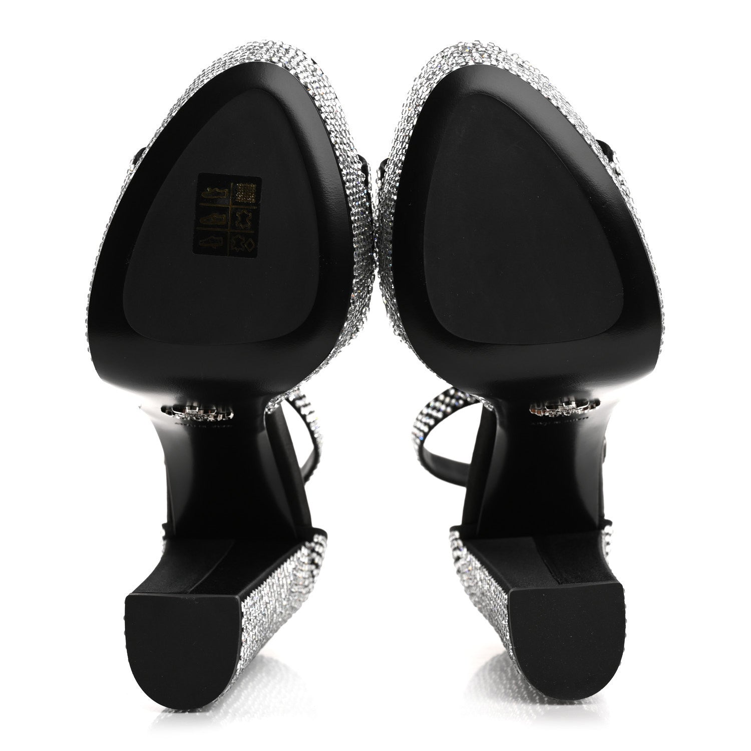 Prada Satin Crystal Triangle Logo 40/135mm Platform Sandals 39 Cristal 6 of 9